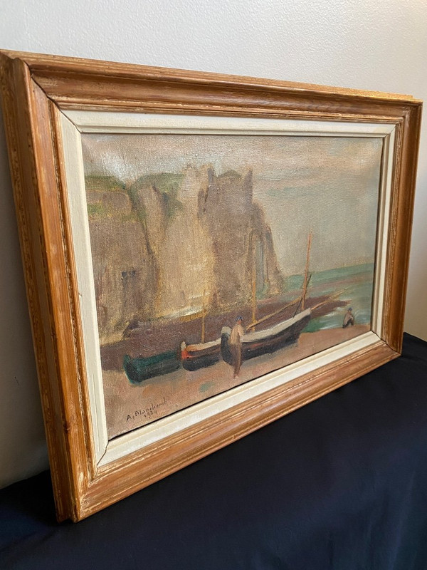 Huile Sur Toile Ancienne signée, étretat, Normandie…