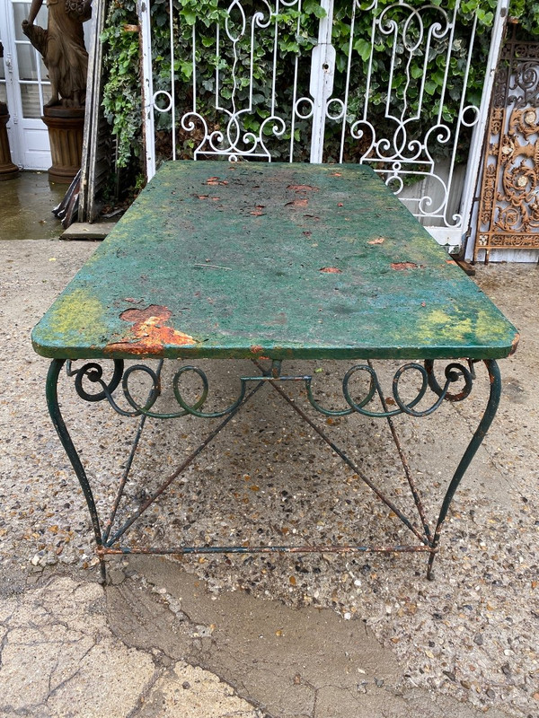 Console / Table De Présentation En Fer Forgé 1940 Attribuée à René Drouet (1899-1993)