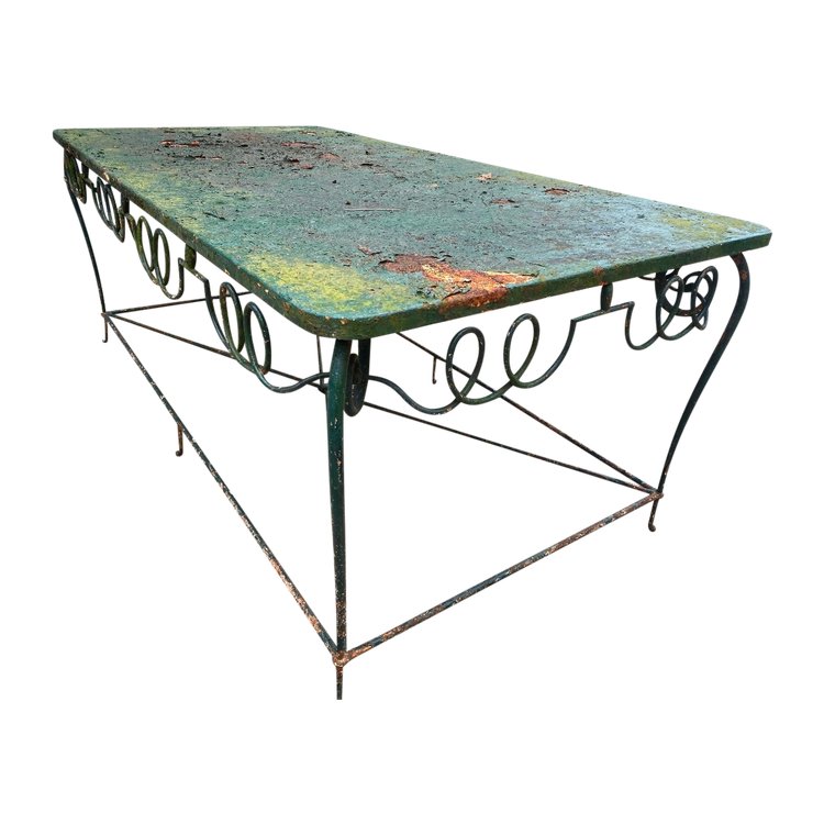 Console / Table De Présentation En Fer Forgé 1940 Attribuée à René Drouet (1899-1993)