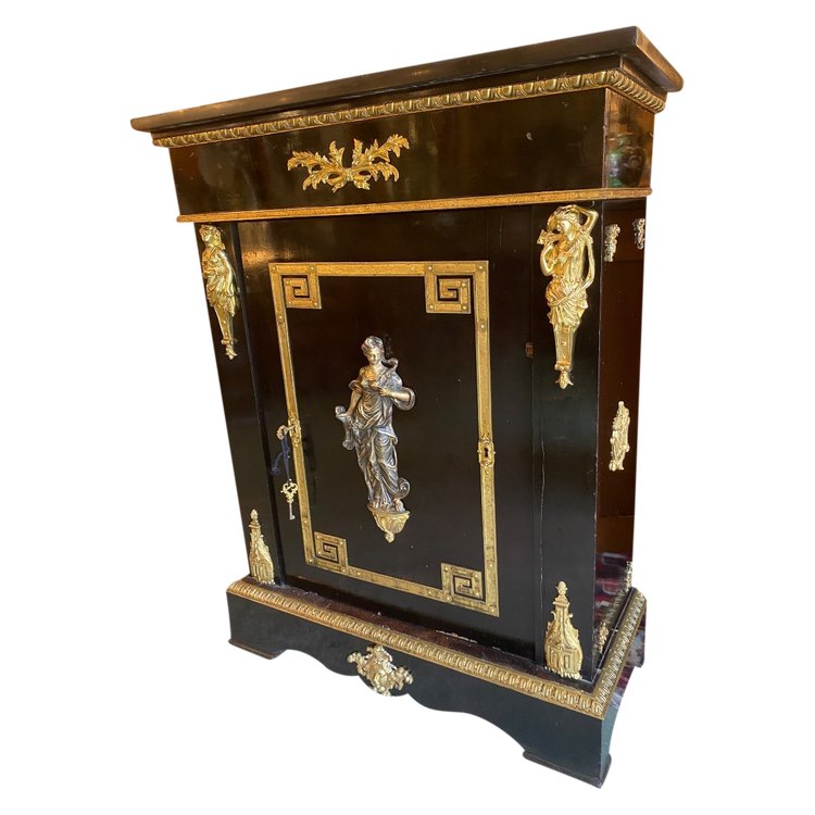 Napoleon III. Epoche Stützmöbel Aus Geschwärztem Holz Und Vergoldeten Bronzen XIX.