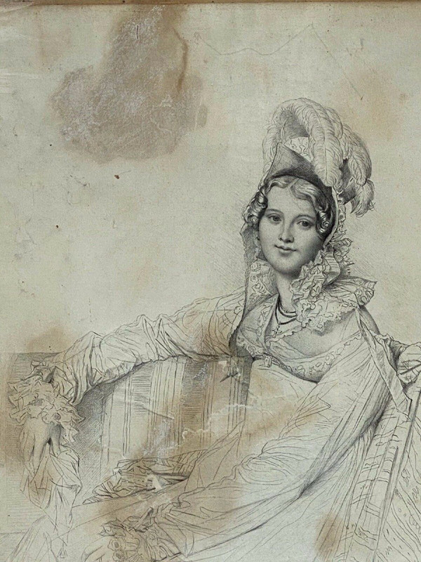 Gravure Jean Coraboeuf Madame Destouches dessinée par Ingres