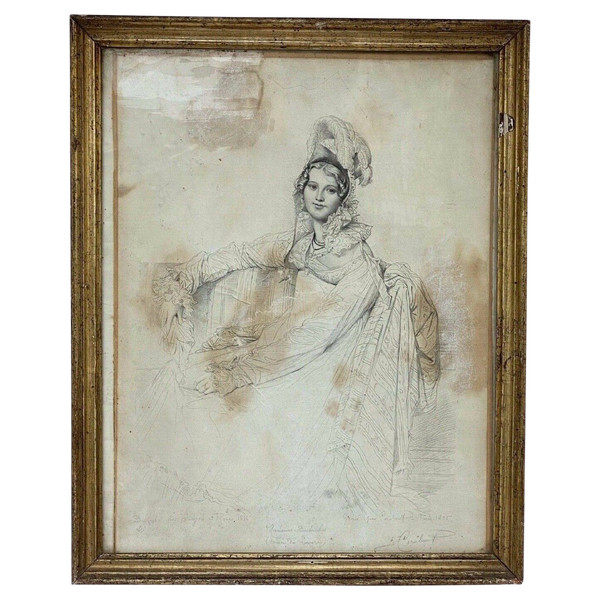 Gravure Jean Coraboeuf Madame Destouches dessinée par Ingres