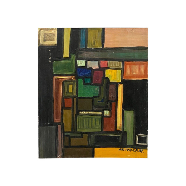 Oil on cardboard by J. Gauthier modern composition