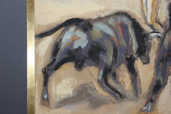 Pastello su pannello Corrida di Léon Perrin intorno al 1950