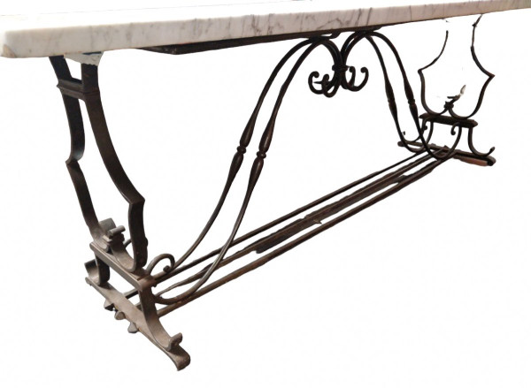 Dining Table / Console Wrought Iron Frame, Marble Top Circa 1930/40