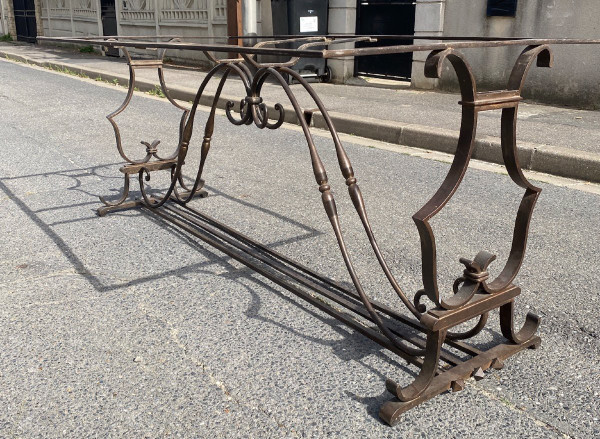Dining Table / Console Wrought Iron Frame, Marble Top Circa 1930/40