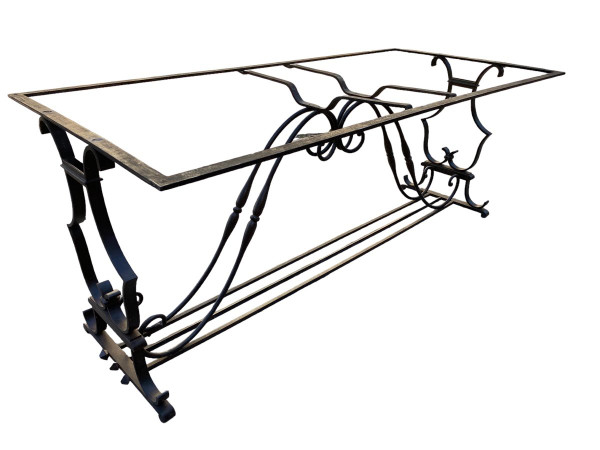 Dining Table / Console Wrought Iron Frame, Marble Top Circa 1930/40