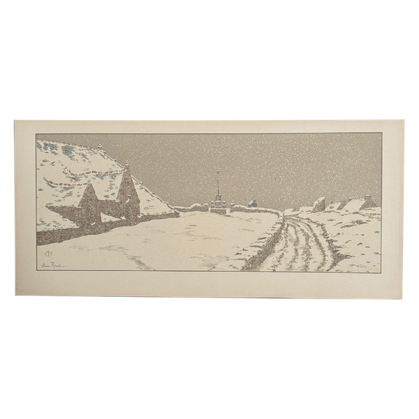 Litografia di Henri Rivière La Neige