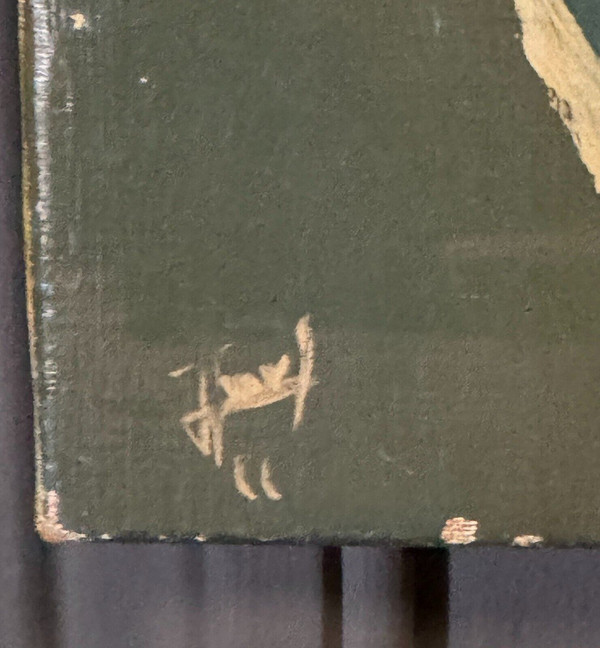 Olio su tela di Jower 1966 composizione moderna uomo con cravatta