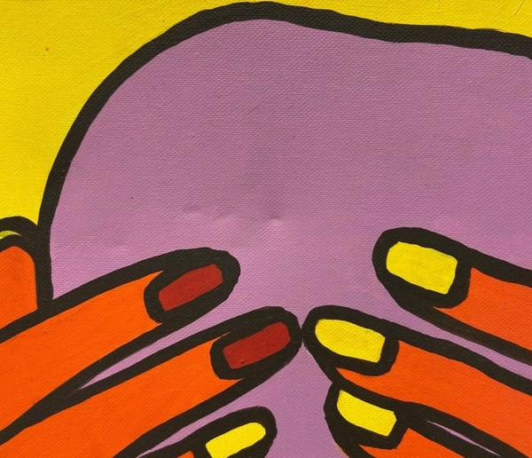 Oil on canvas by Jeanne Surprendre femme aux yeux cachés 2001