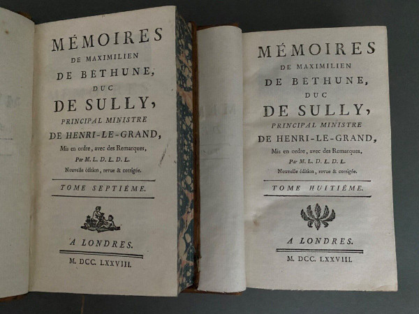 8 tomes Mémoires de Maximilien de Béthune Duc  de Sully 1778