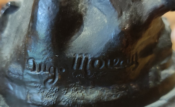 Paire d Anciennes Lampes à Pétrole  régule et marbre  Signées Auguste Moreau