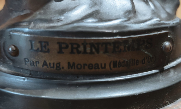 Paire d Anciennes Lampes à Pétrole  régule et marbre  Signées Auguste Moreau