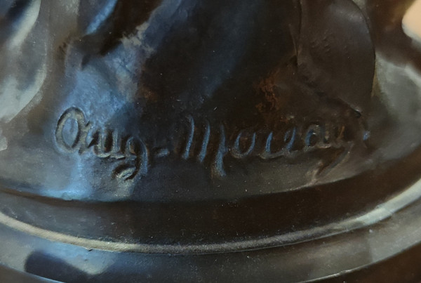 Paire d Anciennes Lampes à Pétrole  régule et marbre  Signées Auguste Moreau