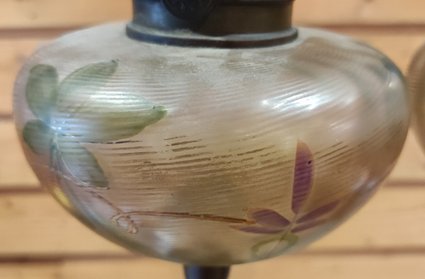 Paire d Anciennes Lampes à Pétrole  régule et marbre  Signées Auguste Moreau