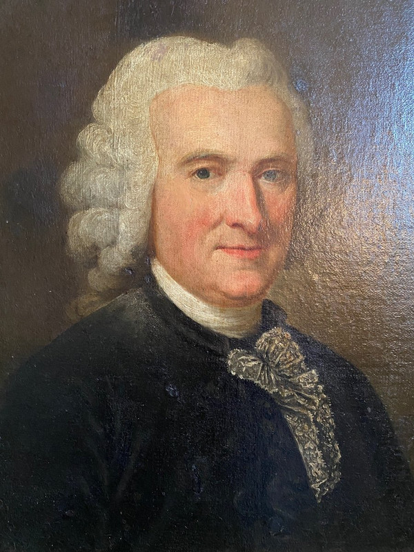 Portrait D’homme 18ème , Huile Sur Toile, Tableau Ancien…