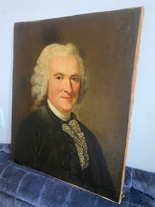 Portrait D’homme 18ème , Huile Sur Toile, Tableau Ancien…