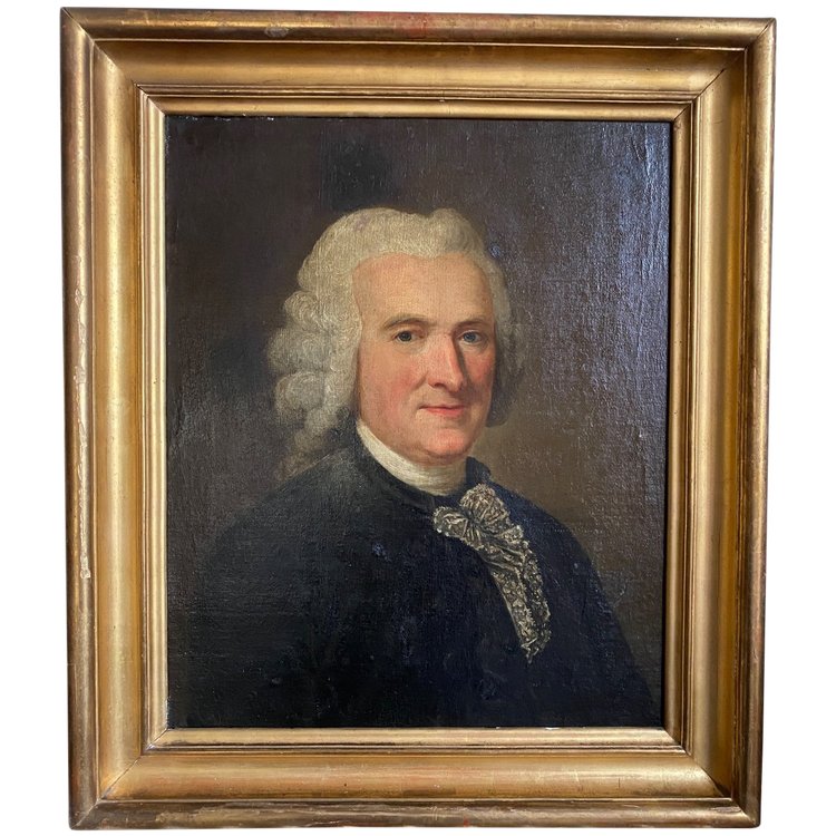 Portrait D’homme 18ème , Huile Sur Toile, Tableau Ancien…
