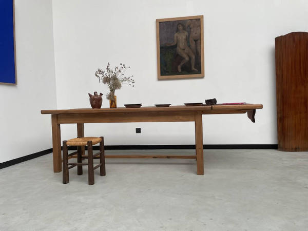 Table en pin massif avec sa rallonge, années 50