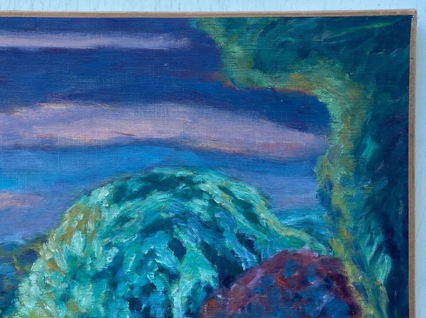 Oil on canvas signed David Arué impressionist landscape