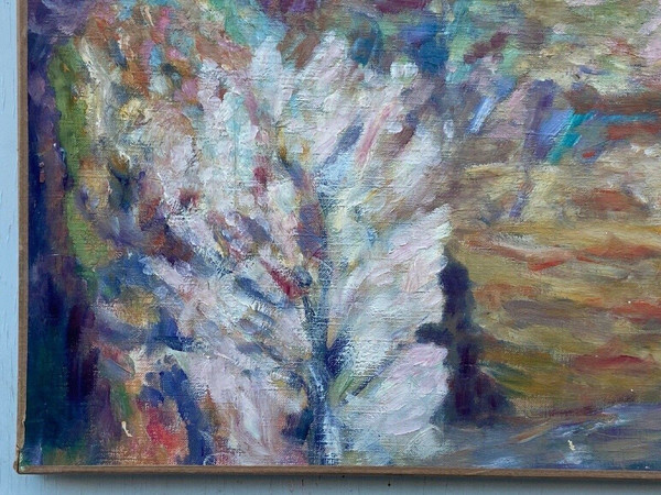 Oil on canvas signed David Arué impressionist landscape