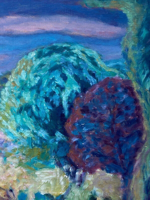 Oil on canvas signed David Arué impressionist landscape