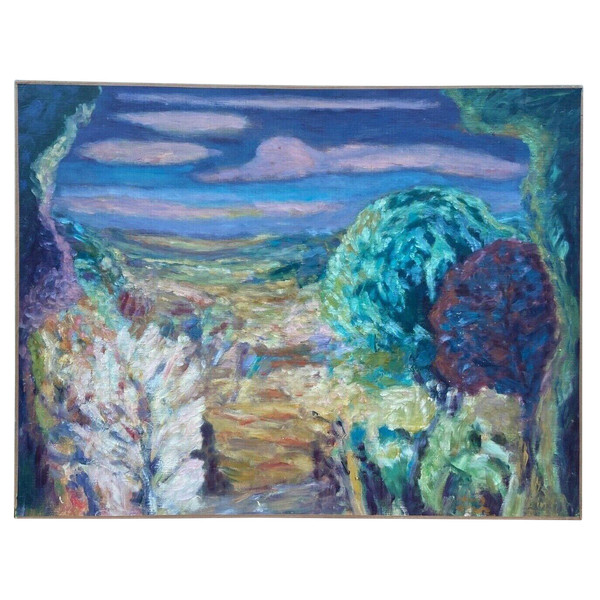 Oil on canvas signed David Arué impressionist landscape