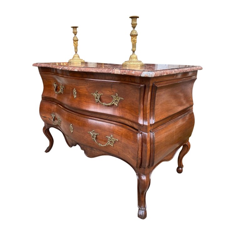 Provenzalische Sauteuse-Kommode aus dem 18. Jahrhundert, Louis XV, mit farbigem Marmorboden