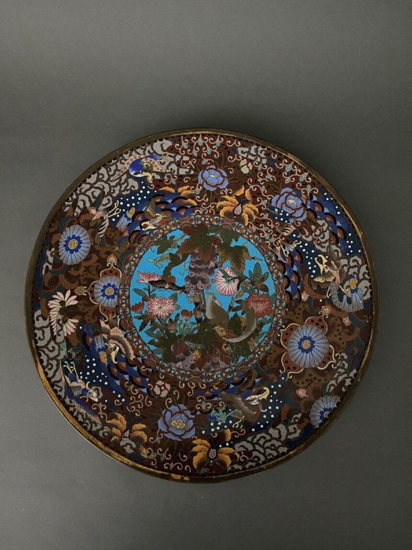 Piatto in smalto cloisonne XIX secolo Giappone Cina