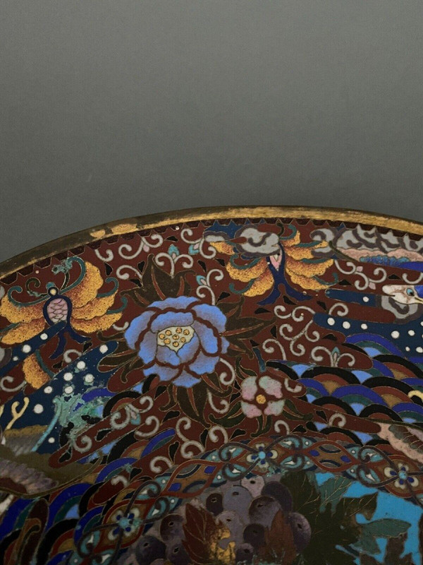 Piatto in smalto cloisonne XIX secolo Giappone Cina