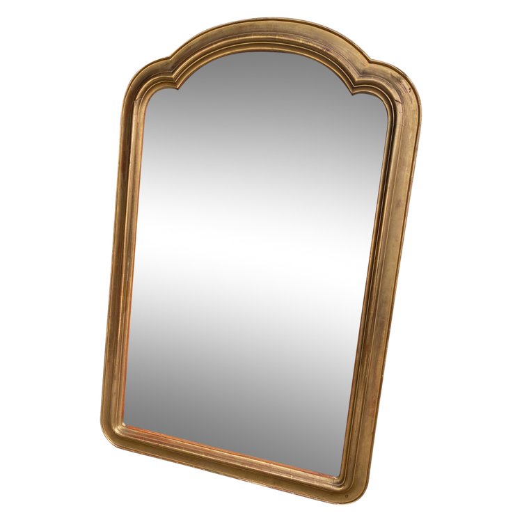 Miroir De Cheminée Doré XIXème , glace biseautée, chapeau de gendarme…