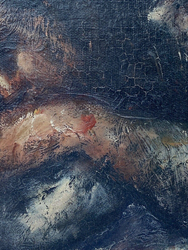 Öl auf Leinwand, charakteristisches rotes Profil der Liebe zum Putto, 17. Jahrhundert