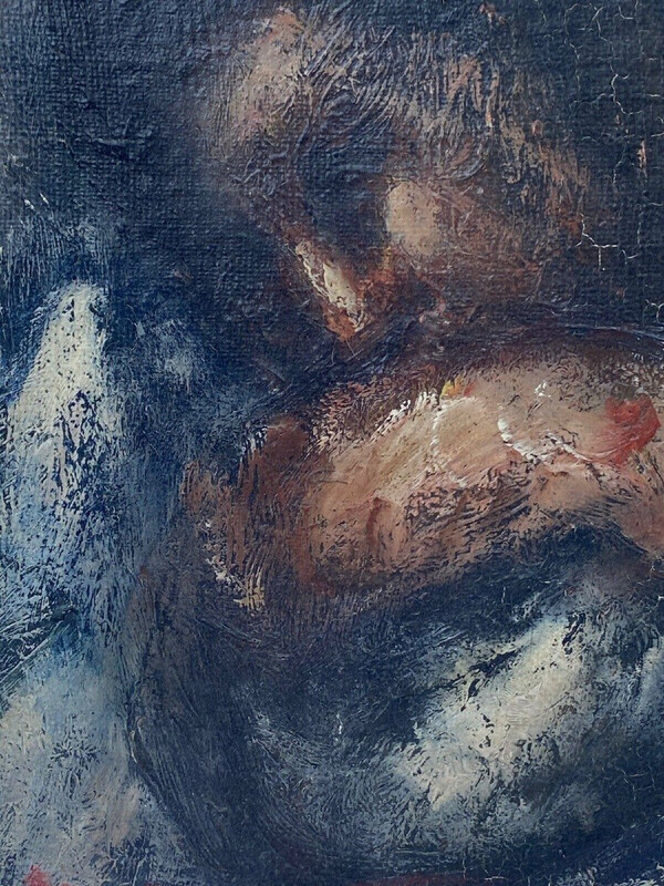 Öl auf Leinwand, charakteristisches rotes Profil der Liebe zum Putto, 17. Jahrhundert