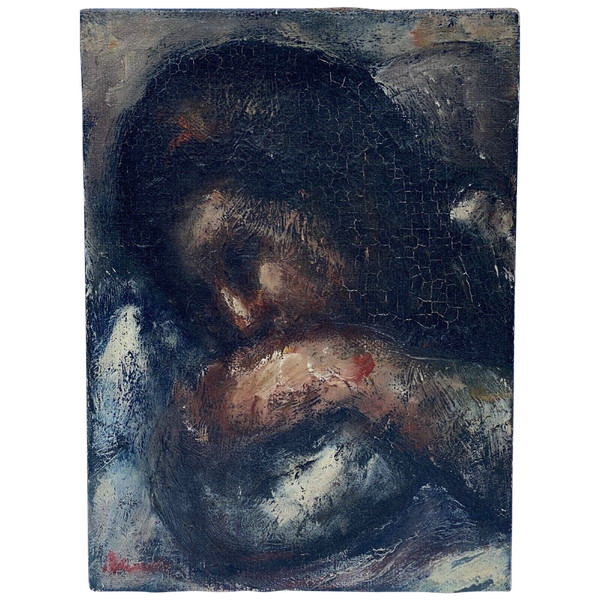 Öl auf Leinwand, charakteristisches rotes Profil der Liebe zum Putto, 17. Jahrhundert