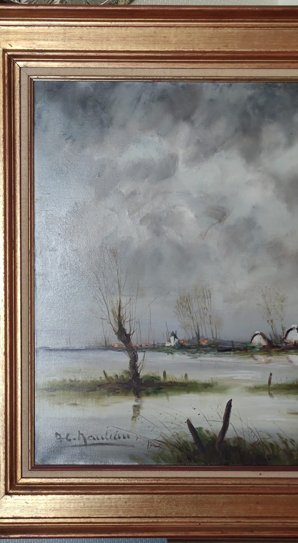 Alte Malerei André Charles Nauleau Malschule von St. Jean de Monts.Vendée