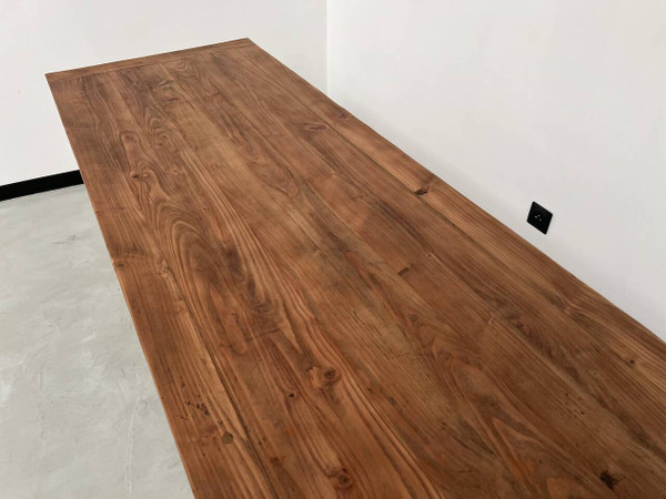 Table de ferme en pin 223 cm, années 70