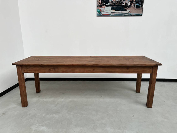 Table de ferme en pin 223 cm, années 70
