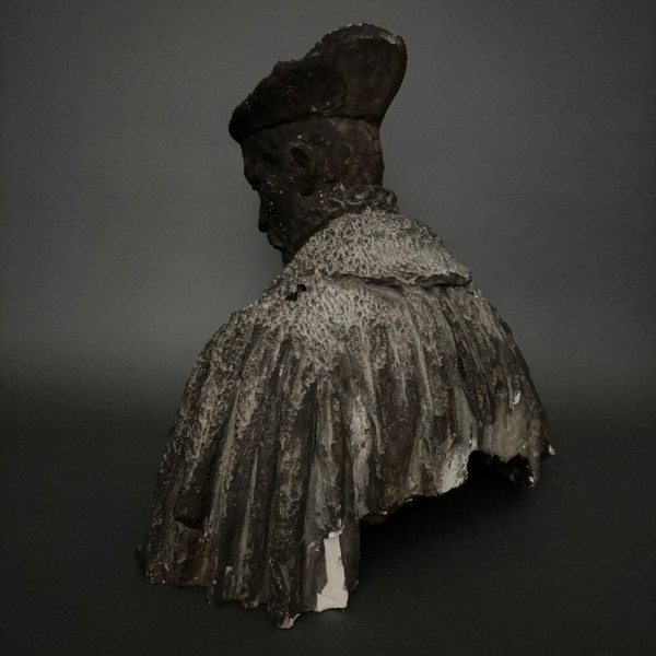 Scultura in gesso di Charles Filleul busto di un uomo rinascimentale