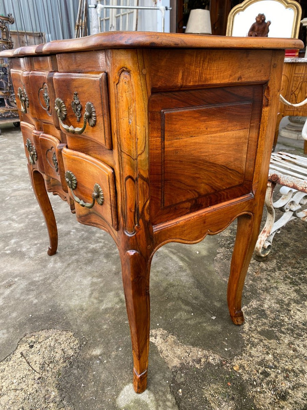 Commode rustique De Style Louis XV En Noyer Massif, Vallée Du Rhône, XXème Siècle