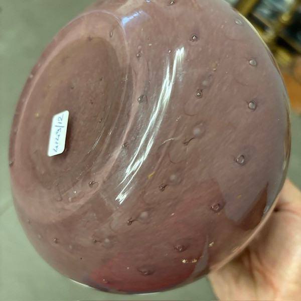 Vaso Murano Vintage metà XX sec Rosa con bolle impresse. Mis H 20 L 16 