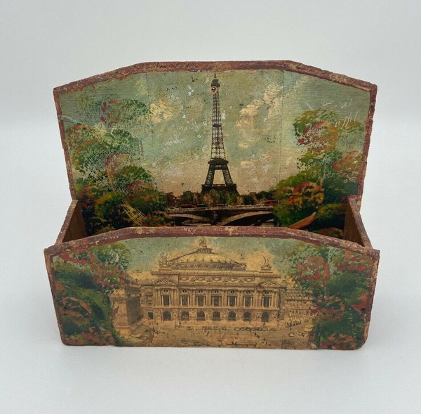 Mail carrier Eiffel Tower and Opera monuments of Paris early 20th century painting