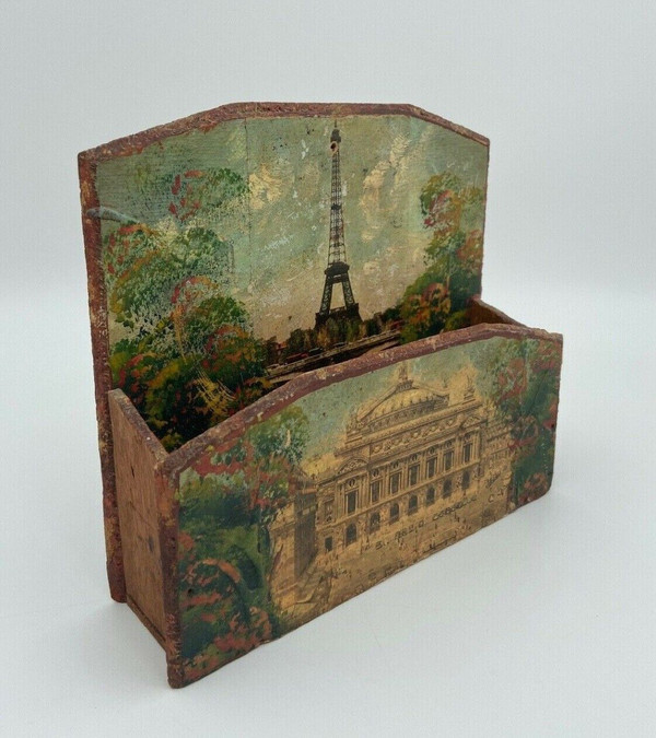 Mail carrier Eiffel Tower and Opera monuments of Paris early 20th century painting
