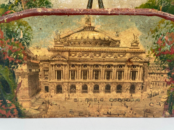 Mail carrier Eiffel Tower and Opera monuments of Paris early 20th century painting