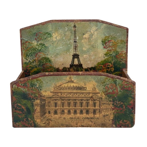 Mail carrier Eiffel Tower and Opera monuments of Paris early 20th century painting