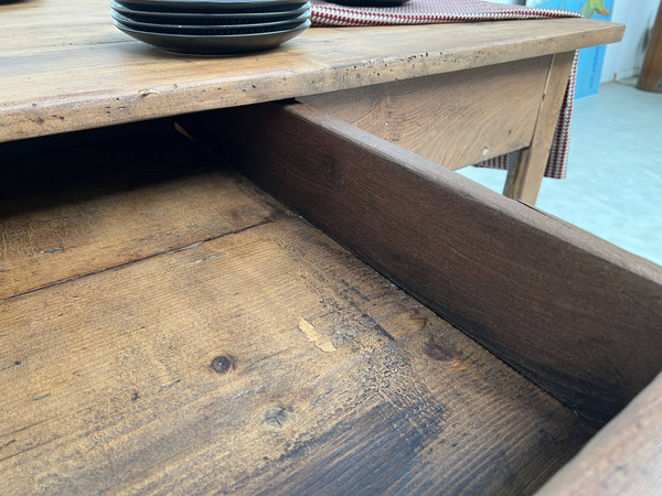 Antique work table in solid cherry and acacia