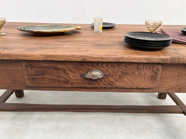 Antique work table in solid cherry and acacia
