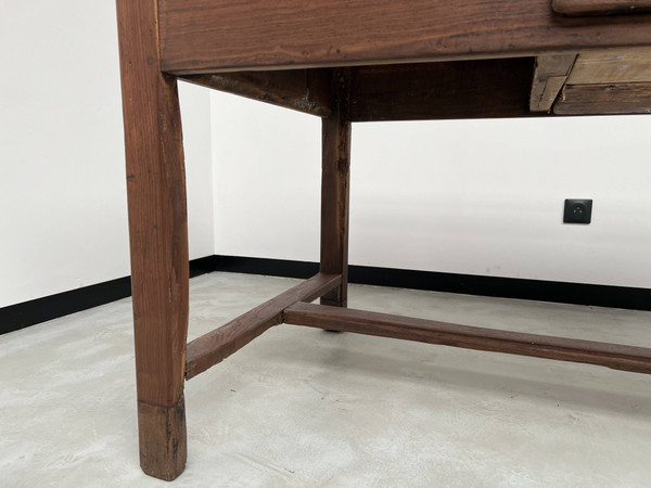 Antique work table in solid cherry and acacia