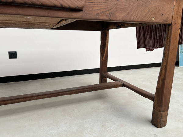 Antique work table in solid cherry and acacia