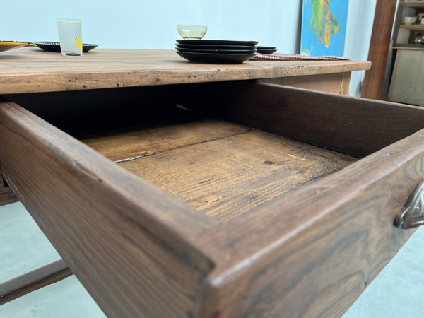 Antique work table in solid cherry and acacia