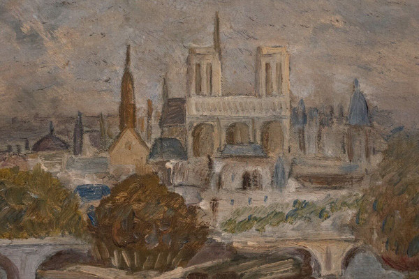 Öl auf Leinwand, Paris zu Beginn des 20. Jahrhunderts, Naturholzrahmen
